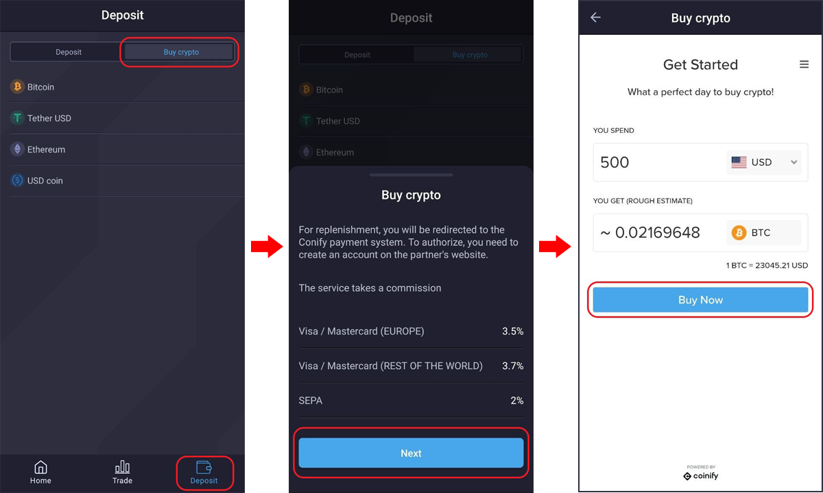 Buy The Bitcoin Dip With VISA/Mastercard On The Coin Market Pro App - BuyCryptoScr