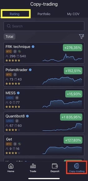 Following Now Implemented Into Coin Market Pro Mobile App Copy Trading Experience - 1